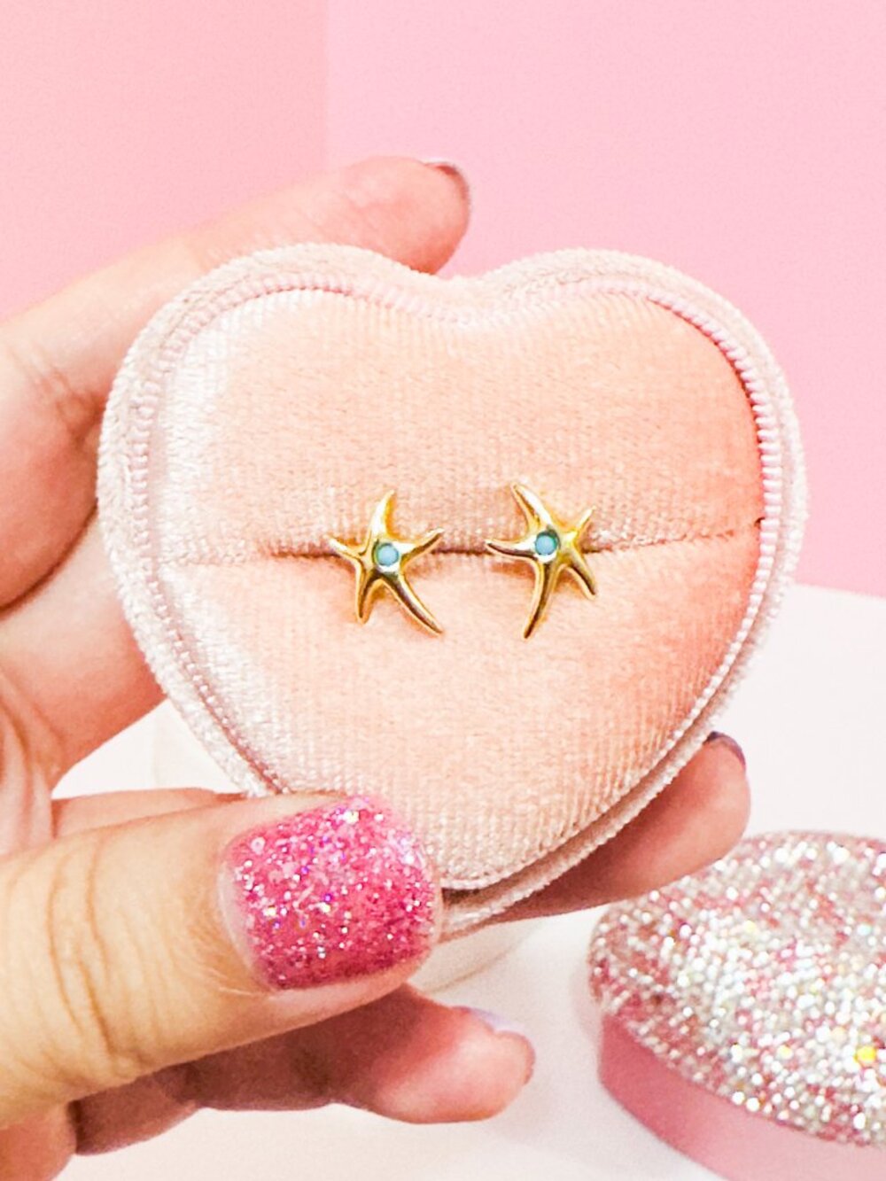Gold Plated Starfish Stud Earrings 925 Sterling Silver Beach Earrings